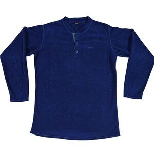 Patagonia Capilene M Medium Blue Long Sleeve Fleece Henley Shirt Made In USA